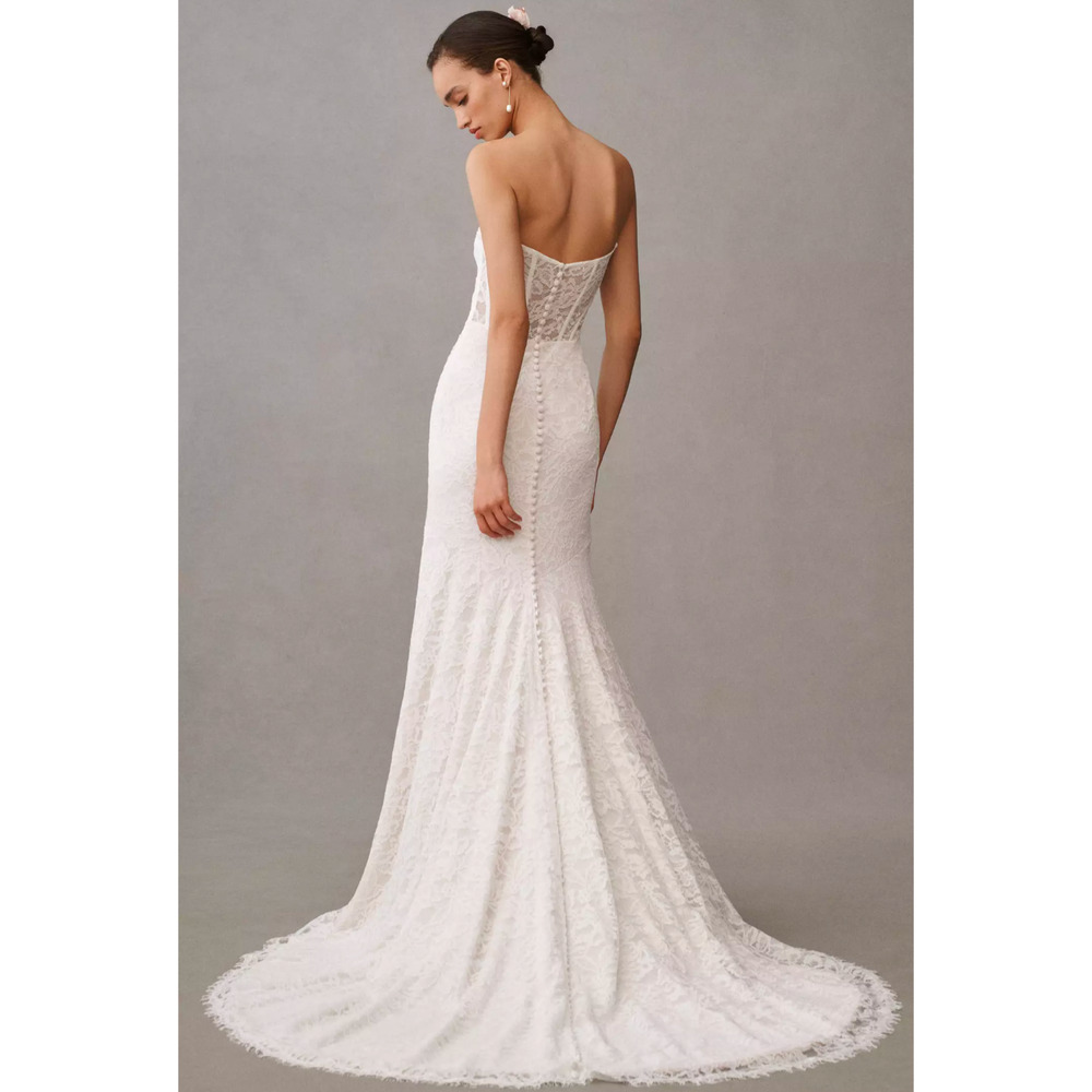 Jenny Yoo Dove Lace Wedding Dress Anthropologie Plus Size 22W Detachable Sleeves - Picture 2 of 5